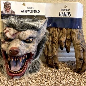Men’s Halloween Costume Werewolf Mask and Gloves